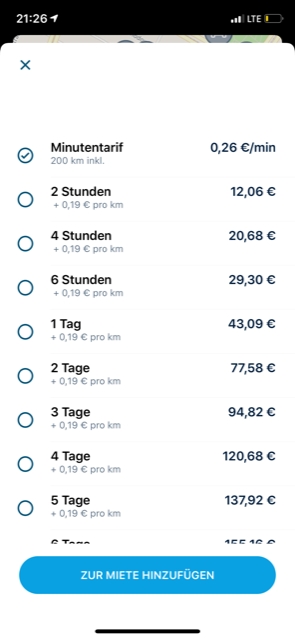 SHARE NOW Tagesmiete ab 14,36 Euro - Vergleich mit Mietwagen